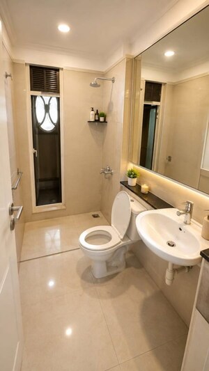 Bathroom in 2 BHK Apartment at Hiranandani Meadows, Manpada – for Rent