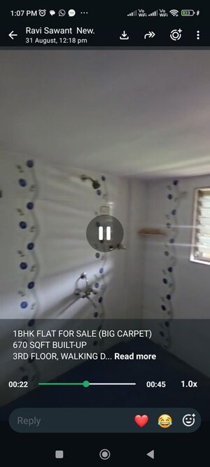Bathroom in 1 BHK Apartment at Dhuri Tower, Vasai West – for Sale