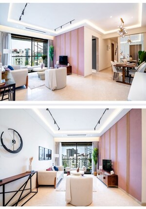 Living Room in 3 BHK Apartment at S Raheja Fairfield, Santacruz West – for Sale
