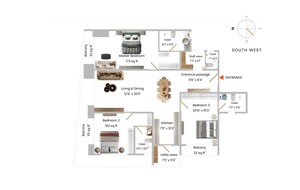 Floor Plan in 3 BHK Apartment at Versova Sky, Cv Raman Nagar – for Sale