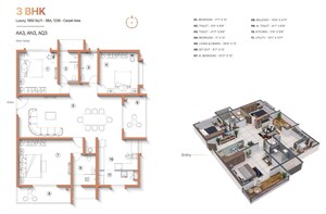 Floor Plan in 3 BHK Apartment at Sanjeevini The Adwaith, Gunjur Palya – for Sale