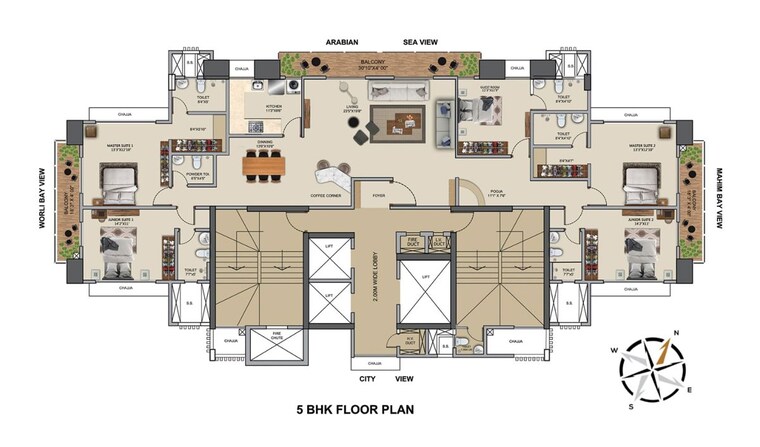 Floor Plan, vraj-tiara 5 Bedroom 2365 Sq.Ft. Apartment In Worli Mumbai 10623127