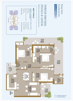 Floor Plan in 3 BHK Apartment at SKA Estate, Eta Ii Greater Noida – for Sale