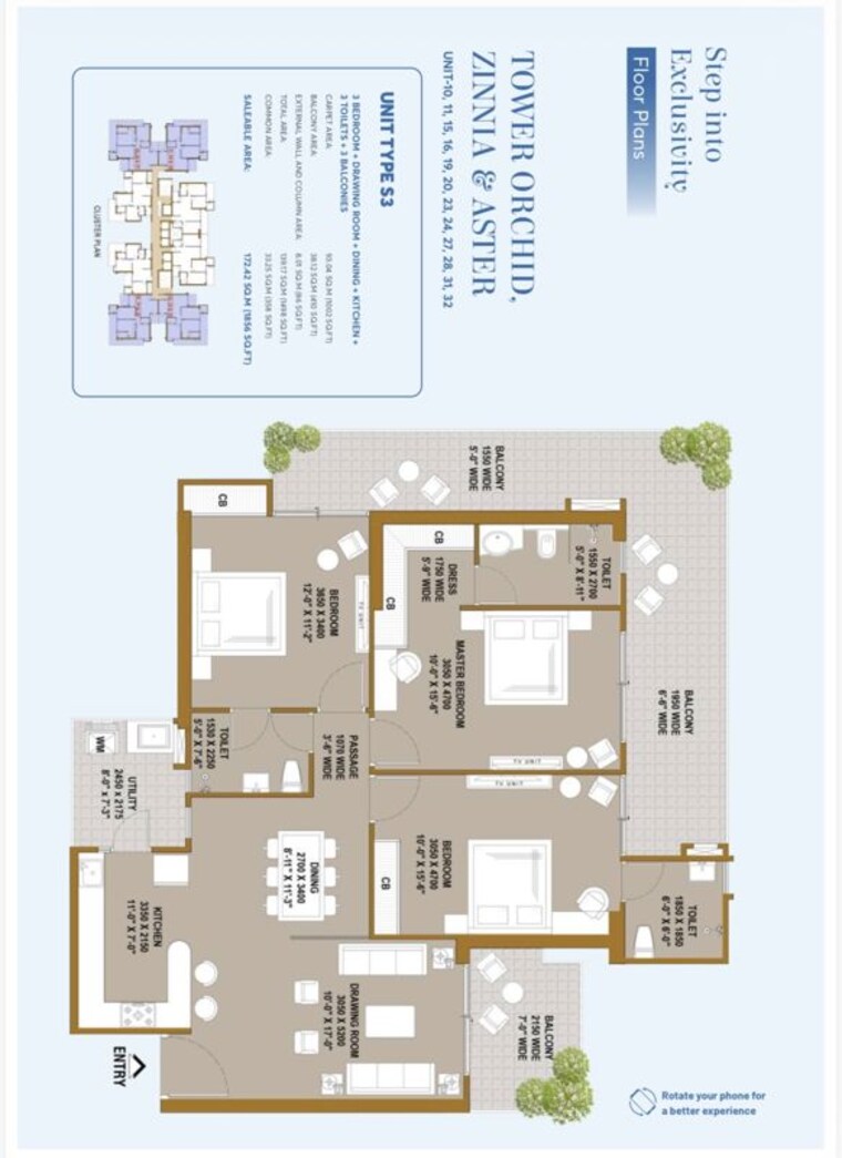 Floor Plan, ska-estate 3 Bedroom 1856 Sq.Ft. Apartment In Eta Ii Greater Noida Greater Noida 10657586