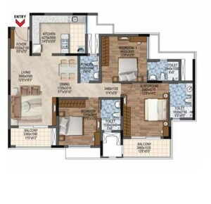 Floor Plan in 3 BHK Apartment at Bollineni Astra, Kogilu – for Sale
