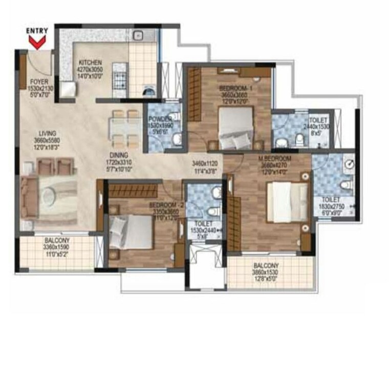 Floor Plan, bollineni-astra 3 Bedroom 1780 Sq.Ft. Apartment In Kogilu Bangalore 10658121