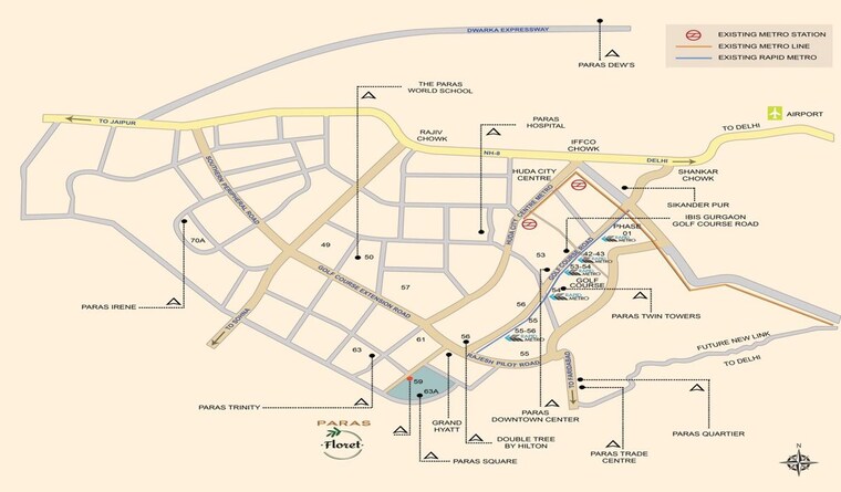 Map Location, paras-the-florett-enqlave 2 Bedroom 1390 Sq.Ft. Apartment In Sector 59 Gurgaon 10643226
