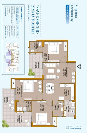 Floor Plan in 3 BHK Apartment at SKA Estate, Eta Ii Greater Noida – for Sale