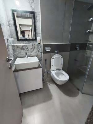 Bathroom in 2 BHK Apartment at Gurukrupa Marina Enclave, Malad West – for Rent