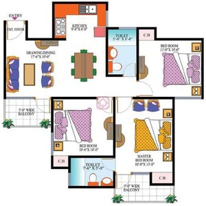 Floor Plan in 3 BHK Apartment at High End Paradise II, Raj Nagar Extension – for Sale