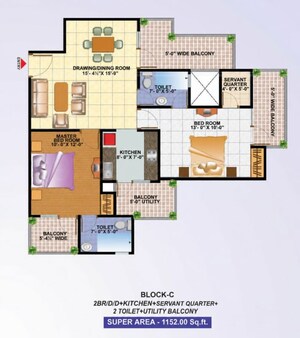 Floor Plan in 2 BHK Apartment at Techman Moti Residency Phase II, Raj Nagar Extension – for Sale