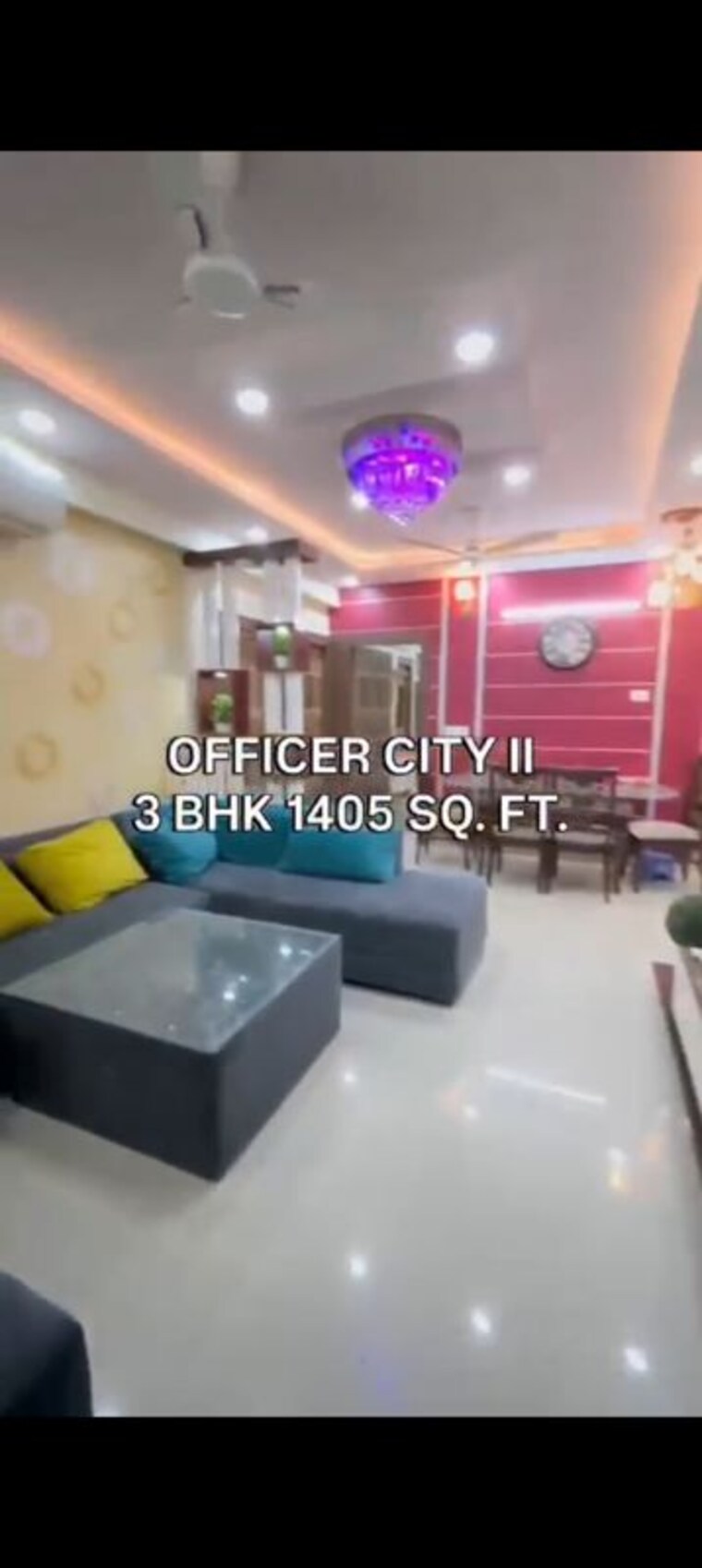 Living Room, proview-officer-city-2 3 Bedroom 1405 Sq.Ft. Apartment In Raj Nagar Extension Ghaziabad 10662240