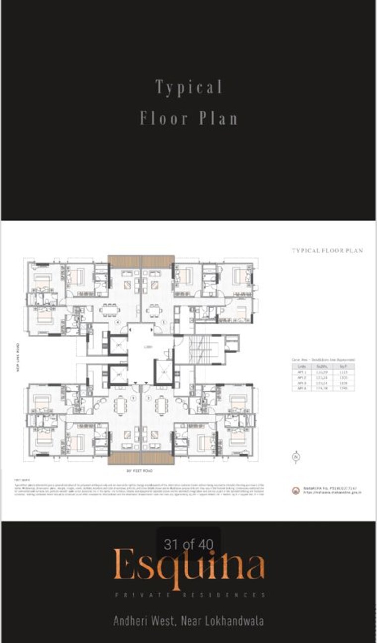 Floor Plan, prabhakar-esquina-private-residence 3 Bedroom 1050 Sq.Ft. Apartment In Oshiwara Mumbai 10662279