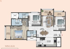 Floor Plan in 3 BHK Apartment at Sumadhura Solea, Rachenahalli – for Sale