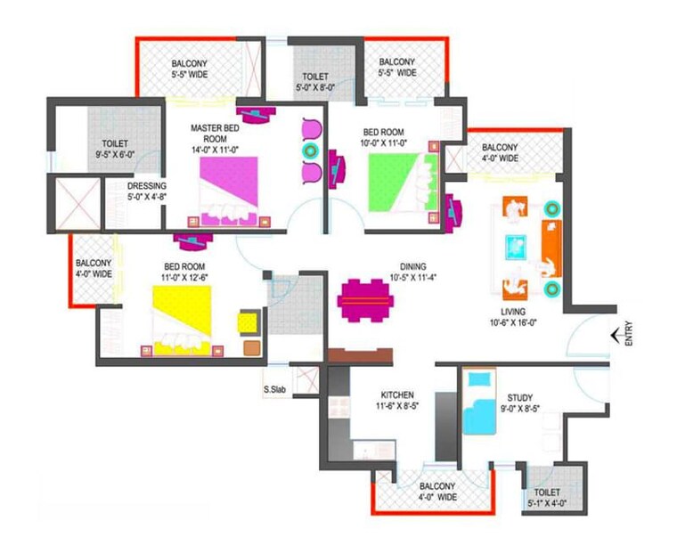 Floor Plan, nimbus-the-hyde-park 2 Bedroom 1080 Sq.Ft. Apartment In Sector 78 Noida 10665142
