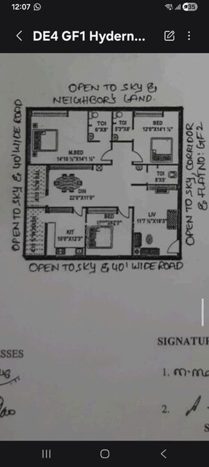 Floor Plan in 3 BHK Apartment at Diamond Estates 7, Kphb – for Rent