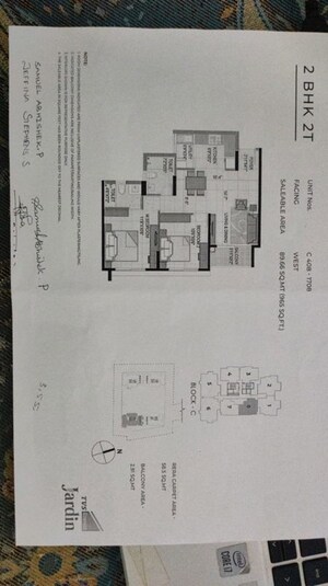 Floor Plan in 1 BHK Apartment at TVS Emerald Jardin, Singasandra – for Sale