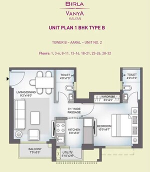 Floor Plan in 1 BHK Apartment at Birla Vanya, Kalyan West – for Sale