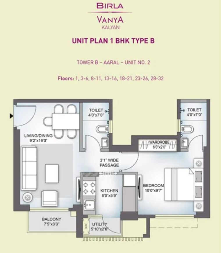 Floor Plan, birla-vanya 1 Bedroom 450 Sq.Ft. Apartment In Kalyan West Thane 10647088
