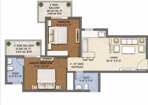 Floor Plan in 2 BHK Apartment at Pivotal Devaan, Sector 84 – for Sale
