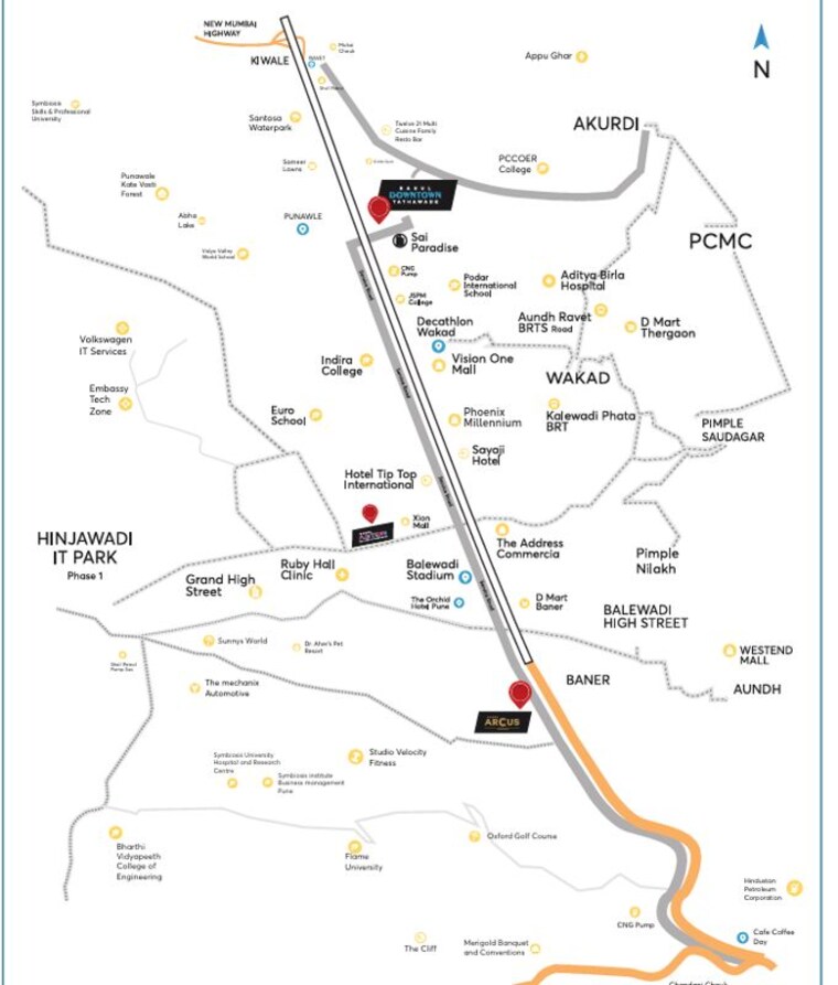 Map Location, rahul-downtown 2 Bedroom 824 Sq.Ft. Apartment In Punawale Pune 10666549