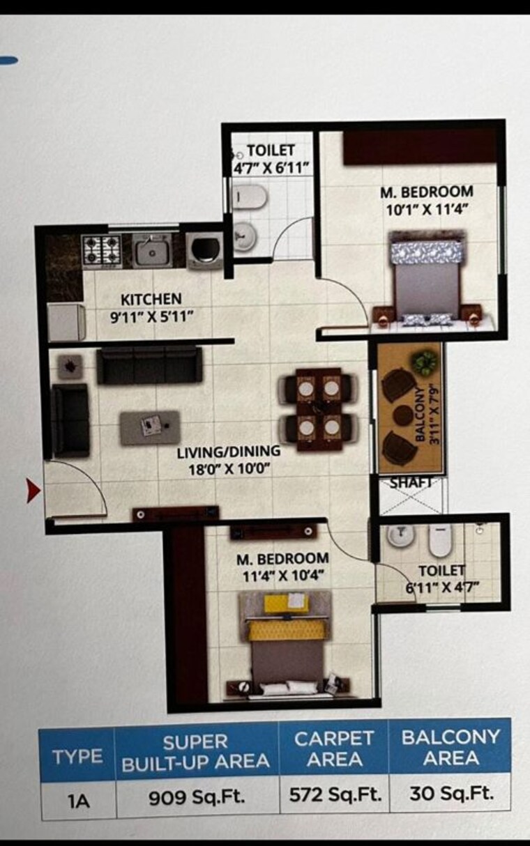 Floor Plan, salarpuria-sattva-aeropolis 2 Bedroom 909 Sq.Ft. Apartment In Devanahalli Bangalore 10666619