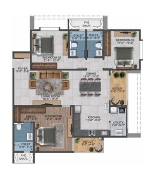 Floor Plan in 3 BHK Apartment at Sumadhura Sarang, Doddabanahalli – for Sale