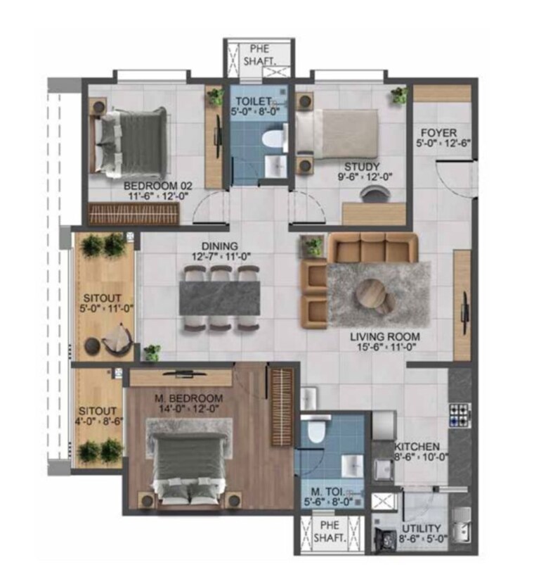 Floor Plan, sumadhura-sarang 3 Bedroom 1920 Sq.Ft. Apartment In Doddabanahalli Bangalore 10667476