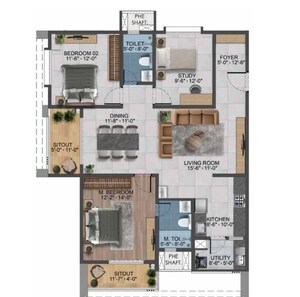 Floor Plan in 3 BHK Apartment at Sumadhura Sarang, Doddabanahalli – for Sale
