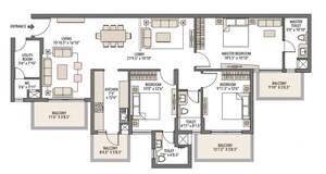 Floor Plan in 3 BHK Apartment at Emaar Imperial Gardens, Sector 102 – for Sale
