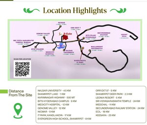 4 BHK Villa – Map Location View at S Cube Lakeside Manor, Shamirpet - for Sale