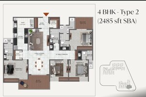 Floor Plan in 4 BHK Apartment at Vedant Suraksha Courtyard, Gottigere – for Sale