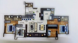 Floor Plan in 3.5 BHK Apartment at Gera World of Joy, Kharadi – for Rent