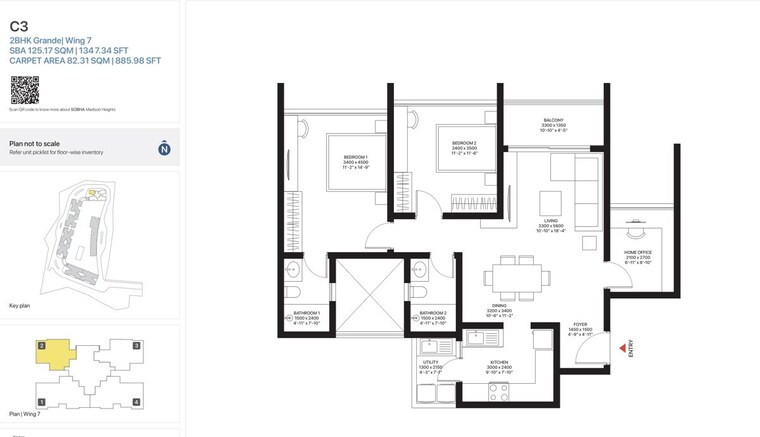 Floor Plan, sobha-madison-heights-town-park 2.5 Bedroom 1347 Sq.Ft. Apartment In Hosur Road Bangalore 10668644