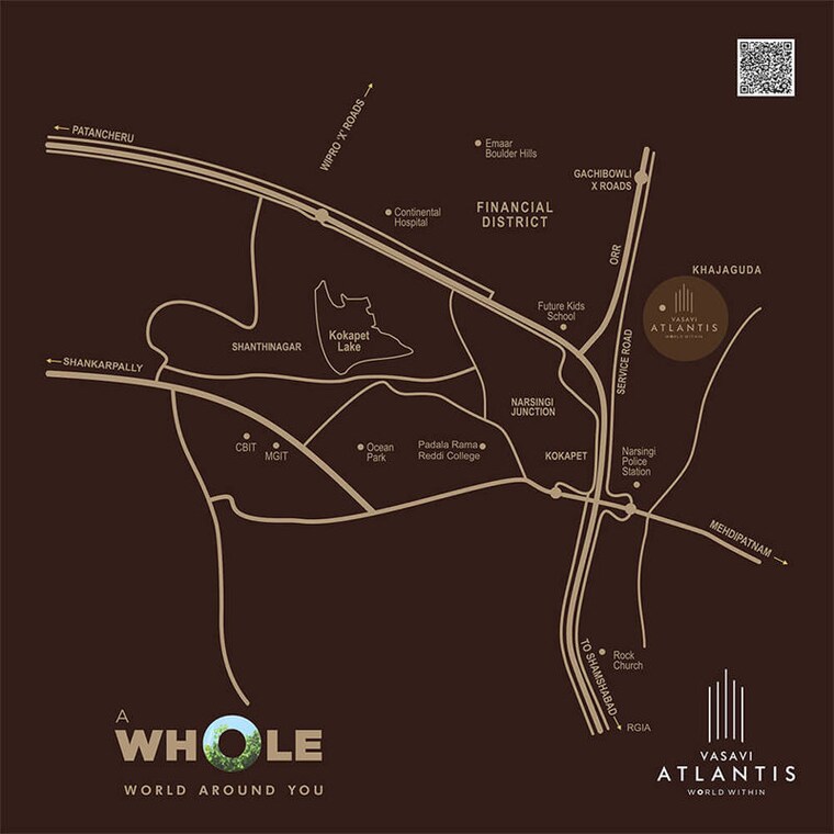 Map Location, vasavi-atlantis 2 Bedroom 1310 Sq.Ft. Apartment In Narsingi Hyderabad 10669024