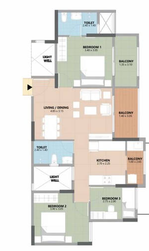 Floor Plan in 2.5 BHK Apartment at Esteem South Park, Bannerghatta Road – for Sale