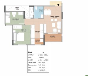 Floor Plan in 2 BHK Apartment at Esteem South Park, Bannerghatta Road – for Sale