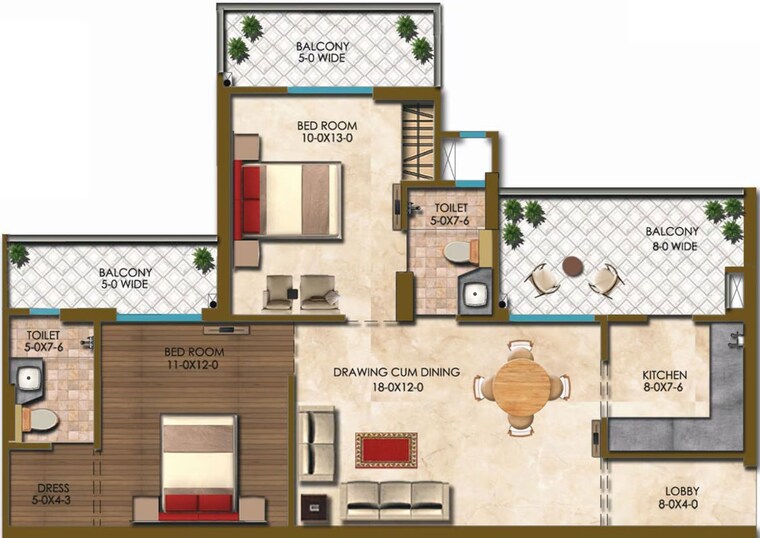 Floor Plan, jaypee-buddh-circuit-studios 3 Bedroom 1550 Sq.Ft. Apartment In Sector 25 Yamuna Expressway Greater Noida 10668509