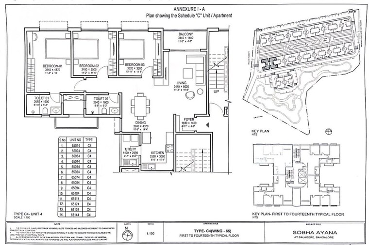 Floor Plan, sobha-ayana 3 Bedroom 1553 Sq.Ft. Apartment In Panathur Bangalore 10669204