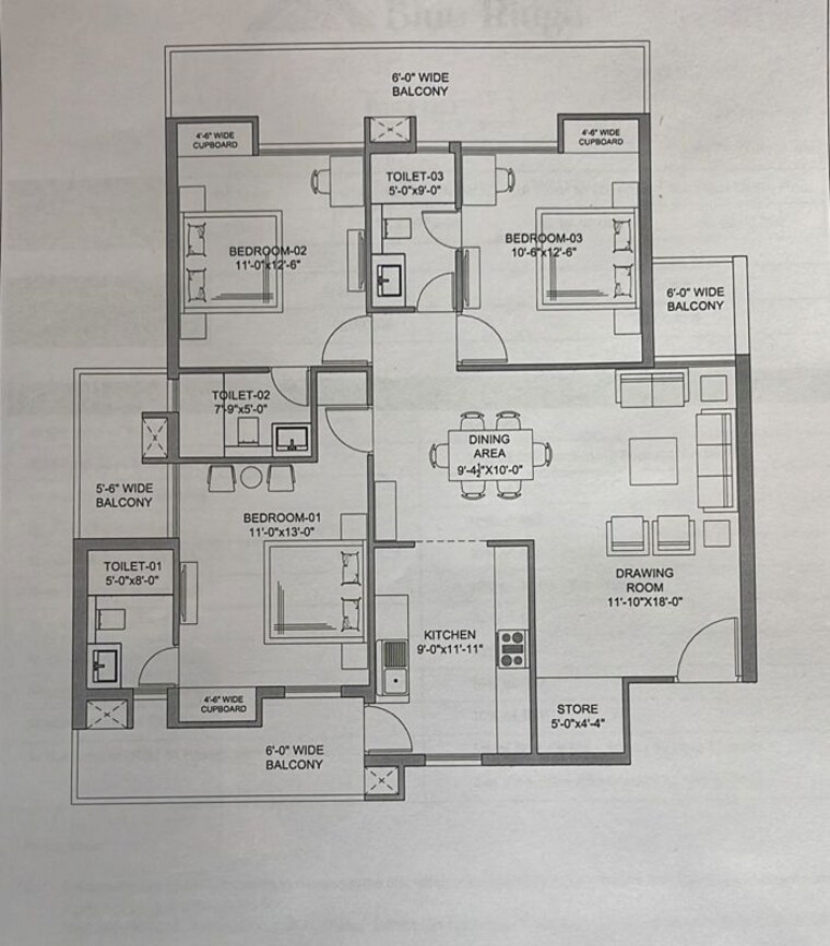 Floor Plan, sector 20 3 Bedroom 1721 Sq.Ft. Apartment In Sector 20 Panchkula 10669267