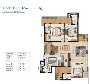Floor Plan in 4 BHK Apartment at Ambala Highway – for Sale
