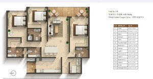 Floor Plan in 3 BHK Apartment at Agami Pavillion, Bandra East – for Sale