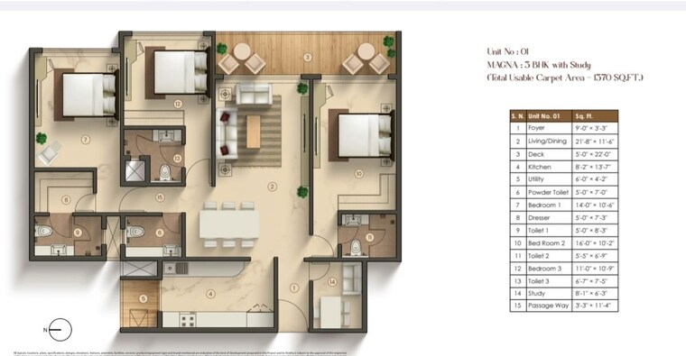 Floor Plan, agami-pavillion 3 Bedroom 1307 Sq.Ft. Apartment In Bandra East Mumbai 10670173