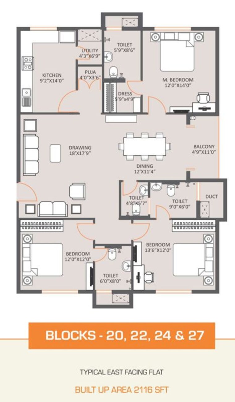 Floor Plan, legend-harmony 3 Bedroom 1794 Sq.Ft. Apartment In Gachibowli Hyderabad 10670287