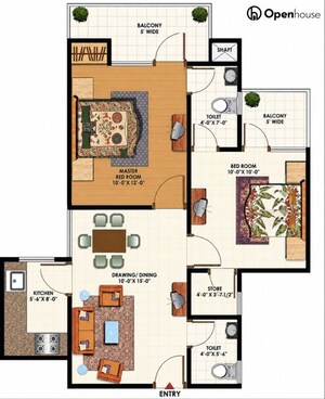 Floor Plan in 2 BHK Apartment at SCC Sapphire, Raj Nagar Extension – for Sale