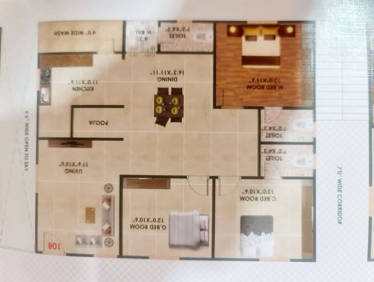 Floor Plan, jyothi-towers-jeedimetla 3 Bedroom 1431 Sq.Ft. Apartment In Jeedimetla Hyderabad 10671913