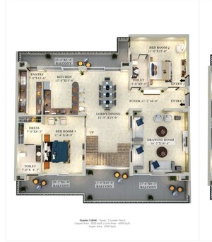 Floor Plan in 5 BHK Apartment at Maya Green Lotus Utsav, International Airport Road – for Sale