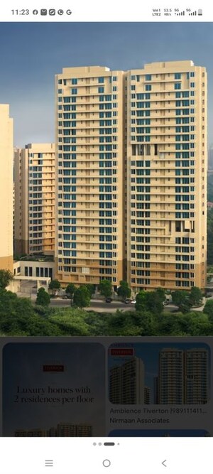 3 BHK Apartment For Rent in Ambience Tivertone, Sector 50