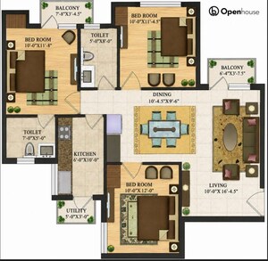 Floor Plan in 3 BHK Apartment at Sare Home, Sector 92 – for Sale