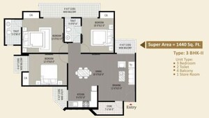 Floor Plan in 3 BHK Apartment at Sethi Max Royal, Sector 76 – for Sale